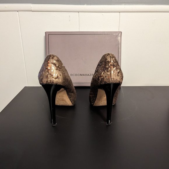 BCBG MaxAzria Satori Bronze Metallic Sequin Platform Pumps - Picture 4 of 11